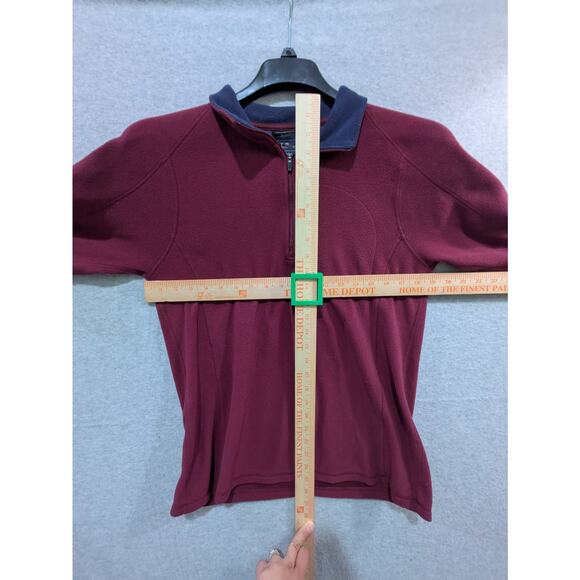 L.L Bean Jacket Men's S Maroon Red 1/4 Zip Red‎ Pocket Fleece Pullover Jacket - Picture 6 of 7